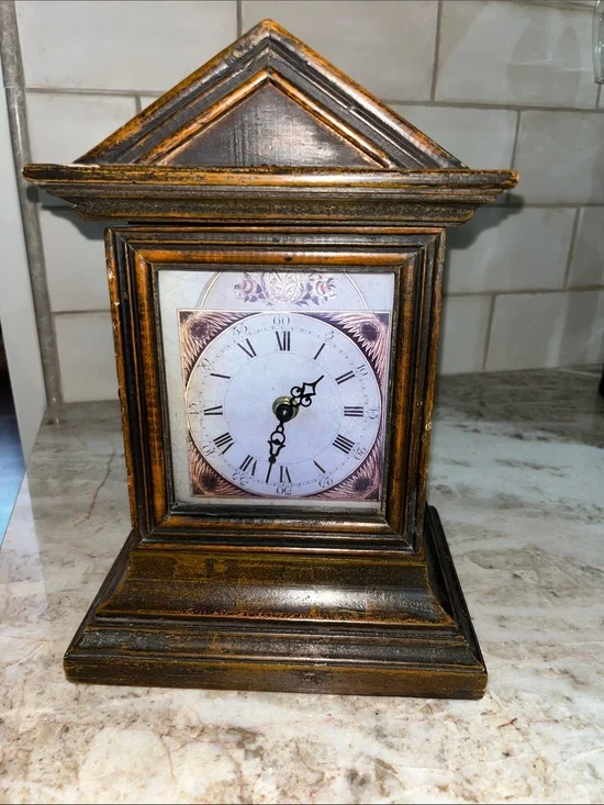 Rustic Brown Mantel Clock Wall Decor - Classic Vintage Style