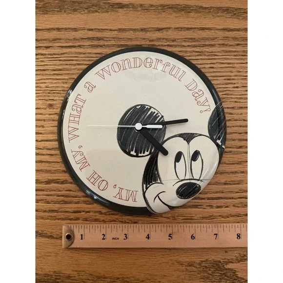 Disney Mickey Mouse Hallmark Wall Clock Tin Sketch Wonderful Day 7.75 Inch