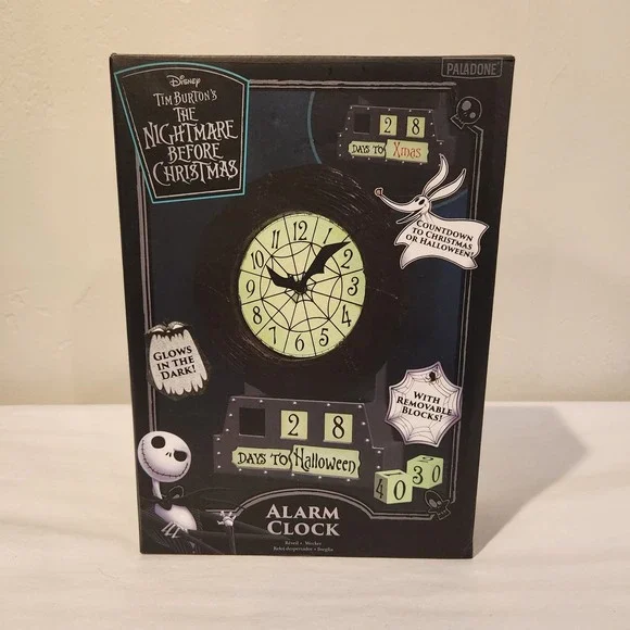 The Nightmare Before Christmas Countdown Alarm Clock - Glows In The Dark **NEW**