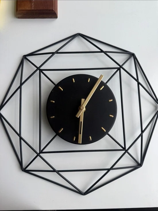 Modern Industrial Octagonal Frame Clock