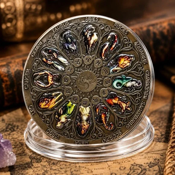 Zodiac Astrology Challenge Coin 12 Signs Horoscope Calendar Collectible Token