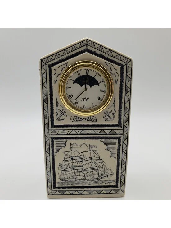 Quartz Nautical  Design Moonphase Desk Clock For Parts Or Repair