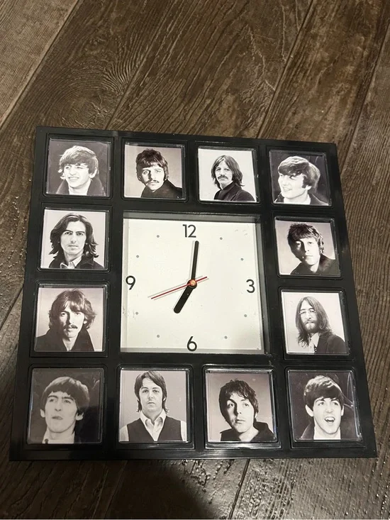 Fully functioning Black Framed “The Beatles” Wall Clock Photo Collage