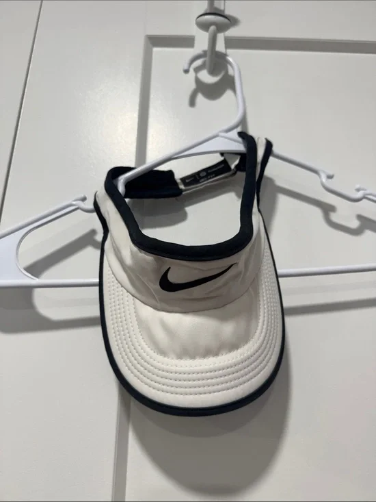 Nike Kids White Visor with Black Trim and Swoosh