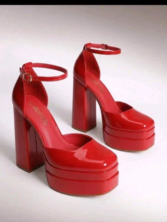 Women’s Red Platform Ankle-Strap Heels