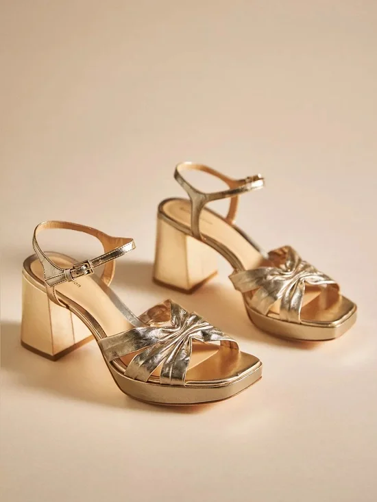 Reformation Maize Platform Heeled Sandals - Gold