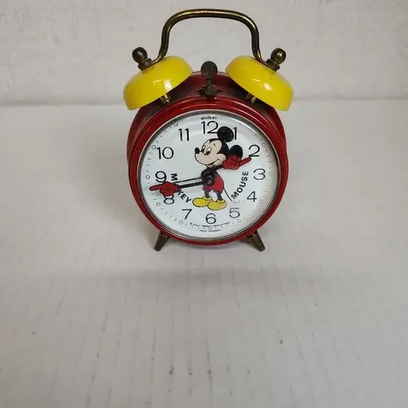 Vintage Bradley Mickey Mouse Wind Up Twin Bell Alarm Clock West Germany Untested