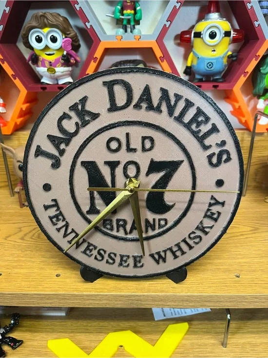 Jack Daniels Round Wall Clock with Brown Face and Black Logo