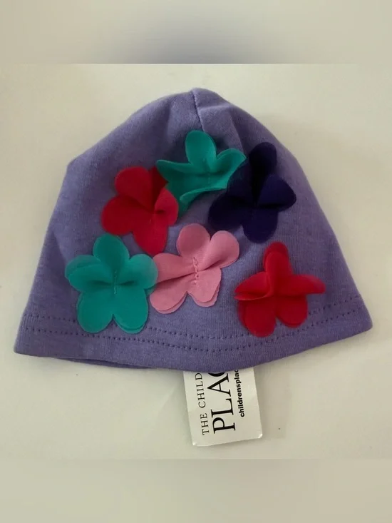 The Children’s Place Purple Baby Beanie Flower Hat Cap, 0-6, 6-12, 12-18 Months