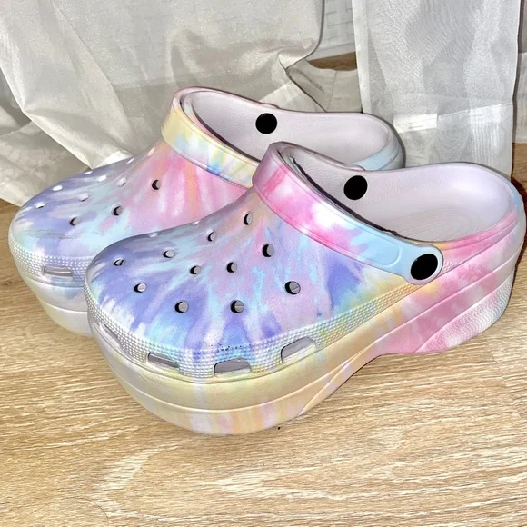 Platform Pastel Rainbow Tie-Dye Clog
