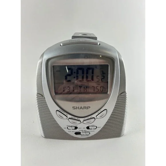 Sharp Projection Alarm Clock  Red Time projection Silver Digital SPC378 Battery