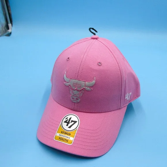 '47‎ MVP Hat Youth Chicago Bulls Pink Adjustable NBA Baseball Cap Cotton