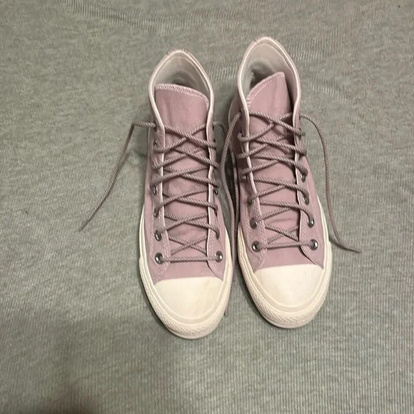 Converse High-Top Platform Sneakers in Dusty Pink and White