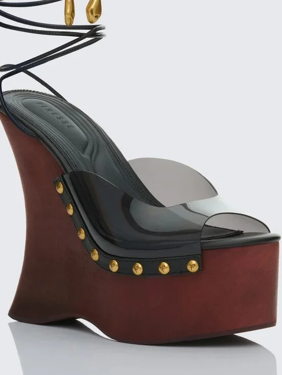 Finesse Arwa Black Perspex Wedges/Size11/NWB/MSRP $129