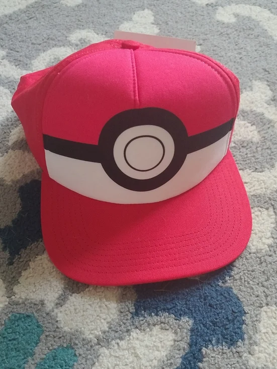 Pokemon Kids Red and White Pokeball Hat
