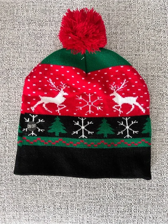 Christmas LED Wool Hat One Size Fits 10 Years To Adult Cap Light