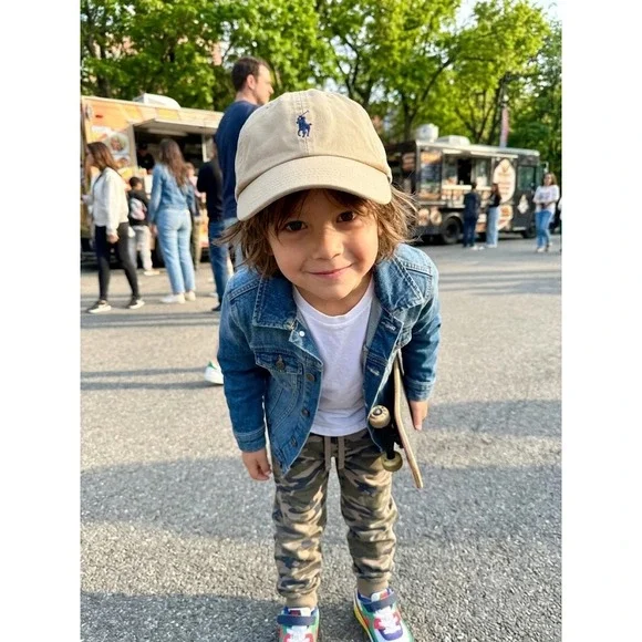 Polo Ralph Lauren Kids Chino Baseball Cap Hat Beige Khaki Navy Pony Size 4-7