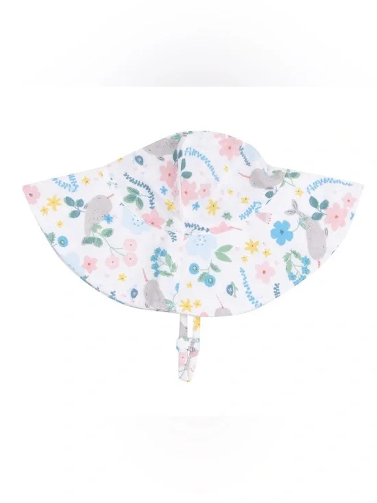Angel Dear Narwhal Floral Sun Hat NWT