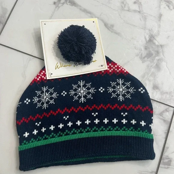 Kids Winter Knit Beanie with Snowflake Design