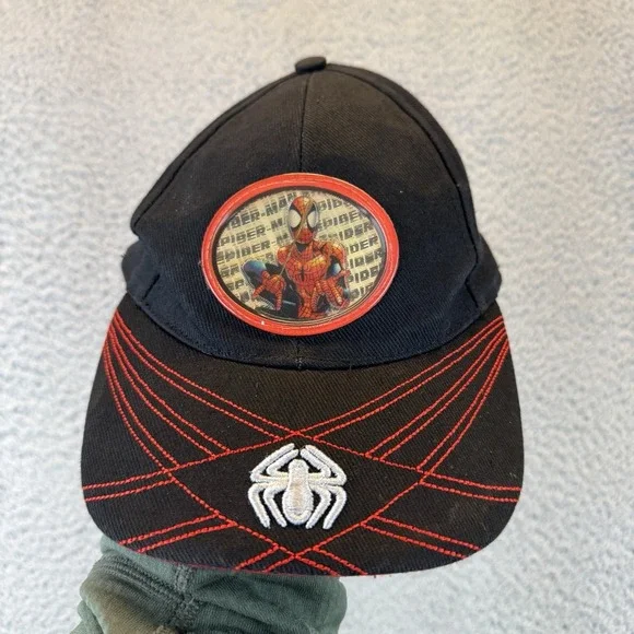 Marvel‎ Kids Spider Man Boy's Strapback Hat Black Size 4-7  Embroidered Y2k