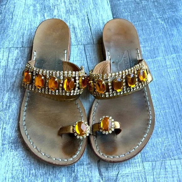 Amedeo Canfora Sandals Beaded Gold