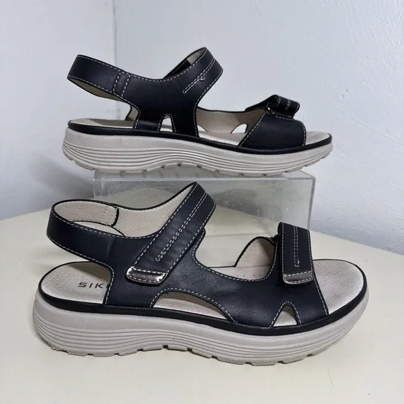 Siketu Black Sandals Size 38 US 7)Comfort Shoes Adjustable Straps EUC