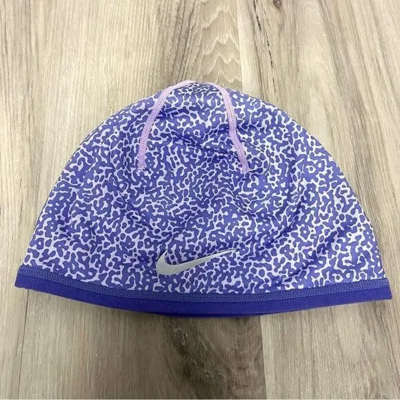 Nike Hat Girls OS‎ Dri-Fit Reversible Purple Patterned Running Beanie