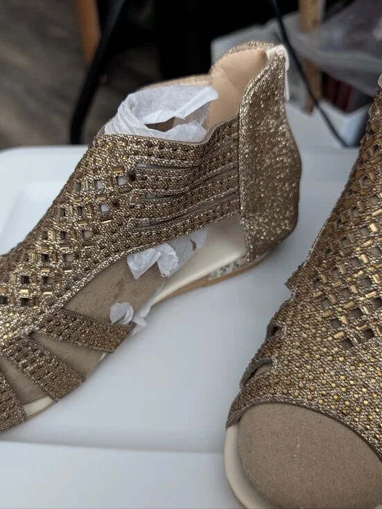 Gold Glitter Open-Toe Women's Sandals