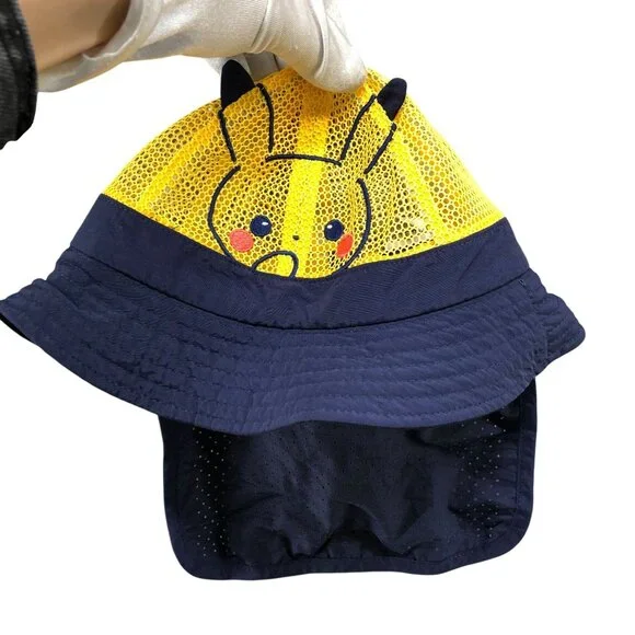 Kids 2T Pokemon Sun Hat Pikachu Swim Hat Nylon Sun Protection Bucket Mesh‎