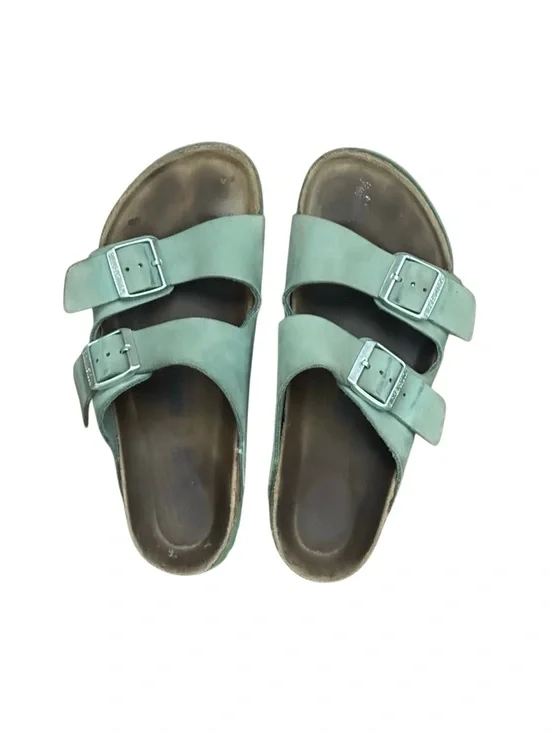 Birkenstock Mint Green Double-Buckle Slide Sandals. Size 8.5.