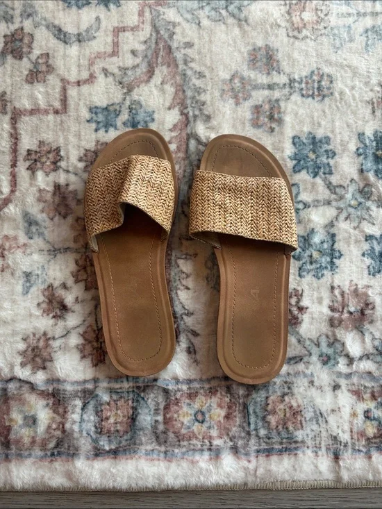 Soda Tan Woven Slide Sandals