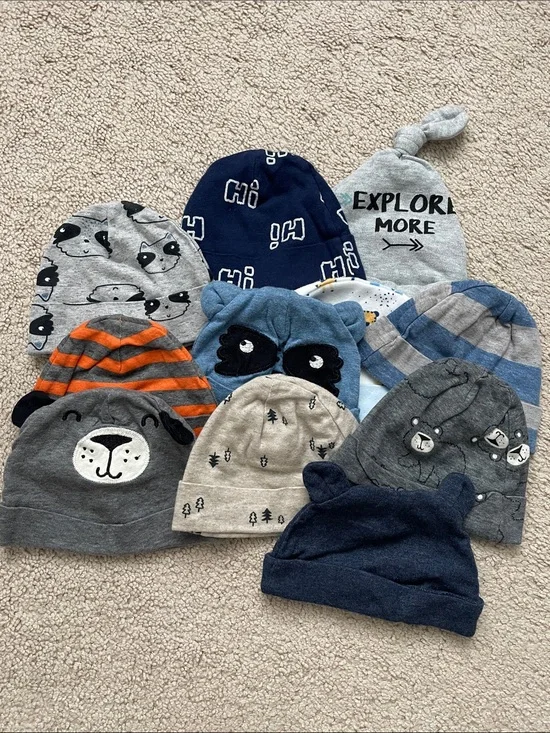 Baby Boy Multi Hat Bundle - Navy, Gray, Blue, Orange