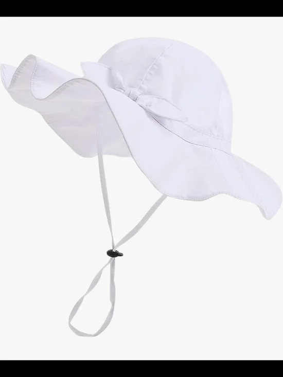 2x Baby Girl Sun Hat with UPF 50+ Outdoor Adjustable Beach Hat with Wide Brim