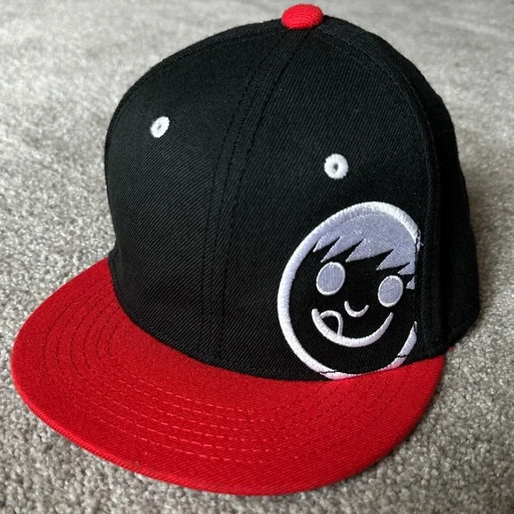 Like New NEFF Corpo Youth Snapback Adjustable Back Hat. Red, black & white