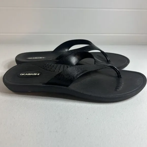 Okabashi Breeze Women’s Sandals Size M Black Flip Flops