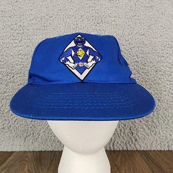 Vintage 1994 Mighty Morphin Power Rangers Blue Ranger Hat Kids Snapback Blue HPA