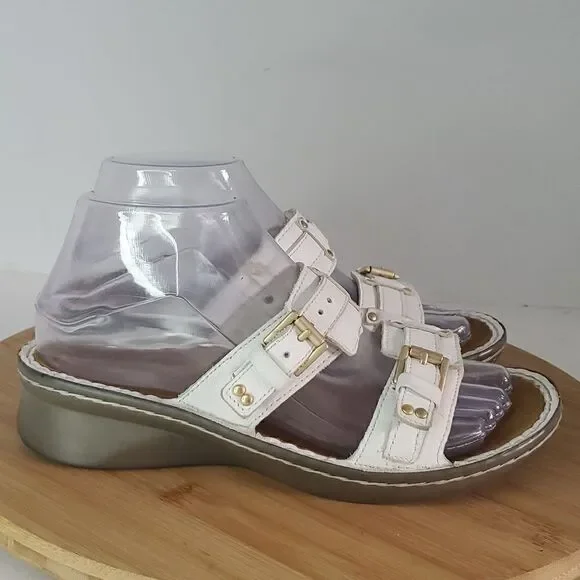 NAOT Karaoke Slip on White Leather Slide Sandals Women's Shoe Size EU 37