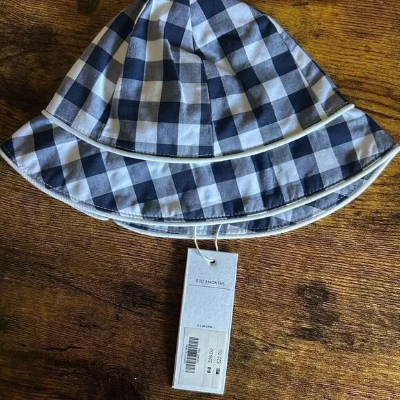 Janie and Jack Blue and White Checkered Hat