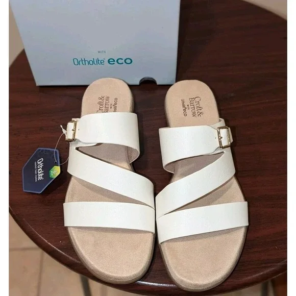 Coastal Grandma Croft & Barrow‎ White Ortholite Eco Slip On Comfort Sandals 7.5