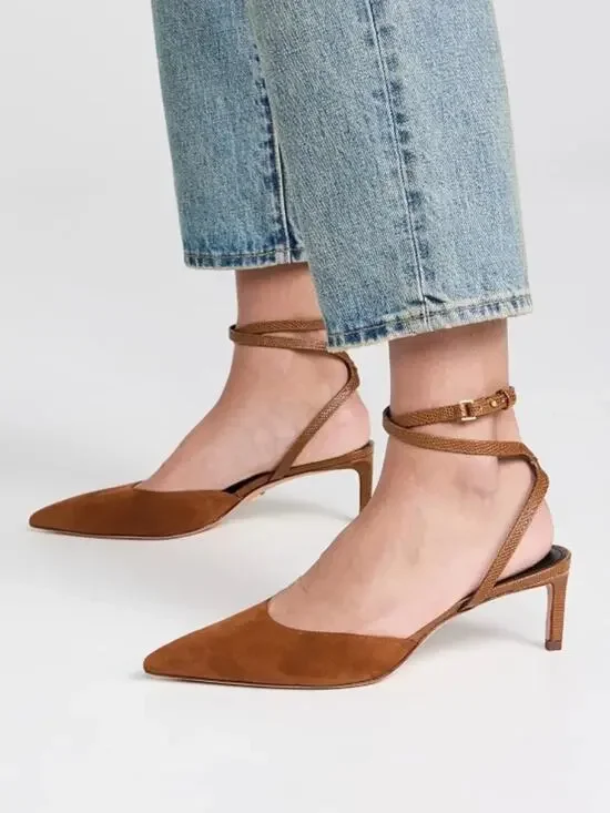 NIB Veronica Beard Colette Pointed-toe Ankle Strap Pump Size US 9M Caramel