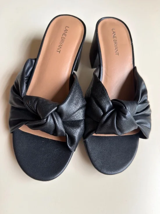Lane Bryant Vegan Leather Black Sandals – 9 wide, women’s
