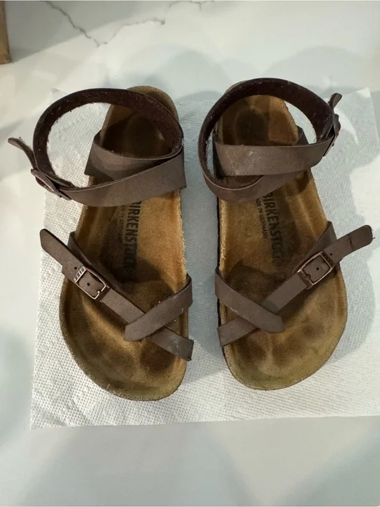 Birkenstock Yara Oiled Leather Habana Ankle Strap Sandals Size 37 6-6.5