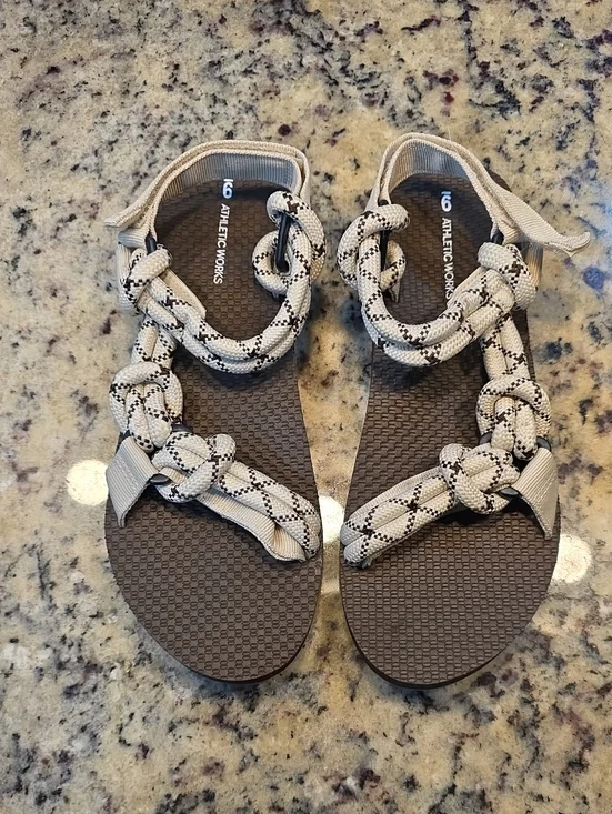 Athletic Works Braided Rope Sandals - Beige & Taupe