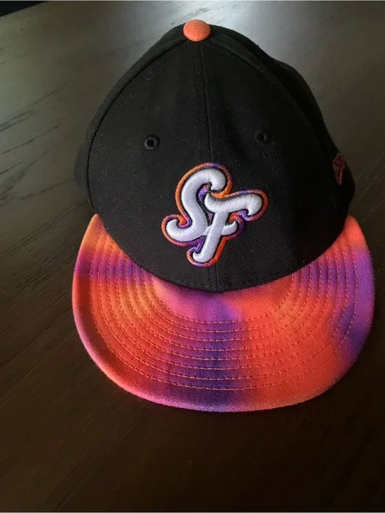 New Era Kids Black Cap with Orange and Purple Gradient Brim