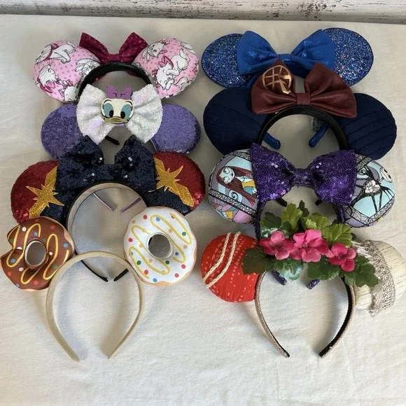 Lot of 8 Disney Mouse Ears Misc Themed Official and Handmade Vacation Headwear