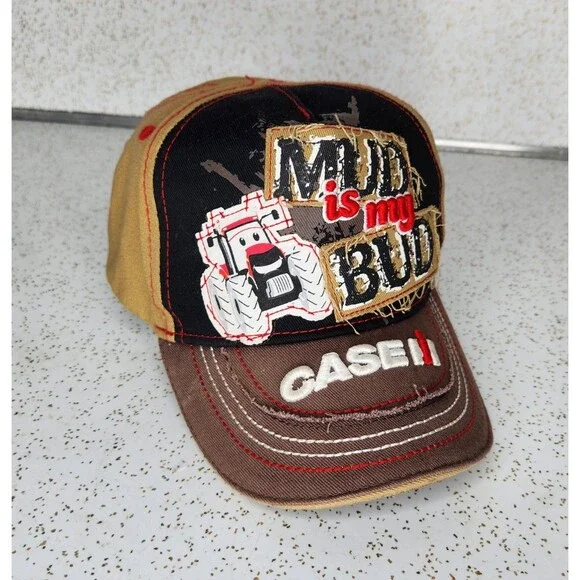 Case IH Tractor ‘Mud is my Bud’ Distressed Adjustable Hat Cap Youth Strap