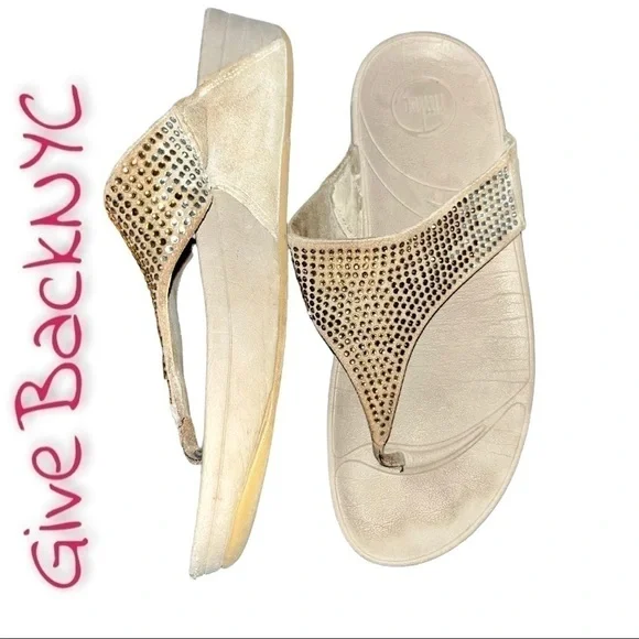 Fitflop Rhinestone Platform Flip Flops Size 9
