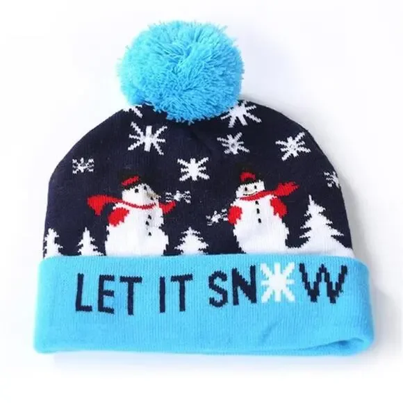 New Knit Christmas hat for kids and adults. Flashing lights