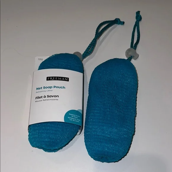 NWT 2pc FREEMAN exfoliating Net mesh Soap Pouches (blue)