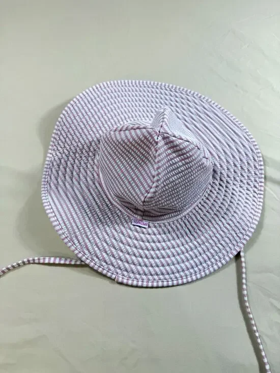 RuffleButts Toddler Girls Swim Sun Hat 3T 4T 5 Pink Cream UPF 50 Rash Guard